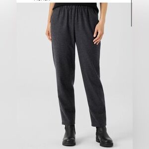 Eileen Fisher 100% wool tapered ankle pants Elastic Waist charcoal gray NWT 3X